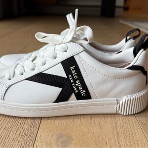 Kate Spade White Sneakers with Black Stripes